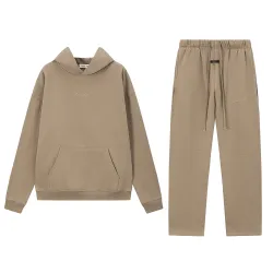 Essentials Hoodie & Sweatpants 2 Piece Set Embroidery Logo Khaki, Light Blue, Black #A68787