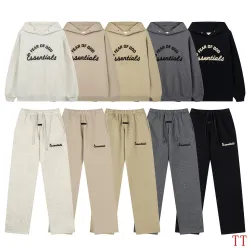 Fear Of God Essentials Hoodie & Sweatpants Tracksuit Set, Beige, Black, Dark Grey, Light Oat #A68190