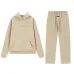 Fear of God Essentials Reflective Logo Hoodie Tracksuit Men White Oversized Hoodie Straight Sweatpants Set #B67419