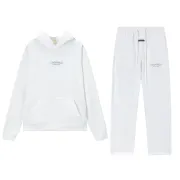 Fear of God Essentials Reflective Logo Hoodie Tracksuit Men White Oversized Hoodie Straight Sweatpants Set #B67419