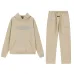 Fear of God Essentials Reflective Logo Hoodie Tracksuit Men White Oversized Hoodie Straight Sweatpants Set #B67420