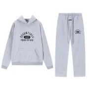 Fear of God Essentials Reflective Logo Hoodie Tracksuit Men White Oversized Hoodie Straight Sweatpants Set #B67421