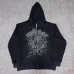 Spider‑5 Black Rhinestone Spider‑Web Zip‑Up Hoodie & Flare Pant Set #A68163