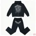 Spider‑5 Black Rhinestone Spider‑Web Zip‑Up Hoodie & Flare Pant Set #A68163