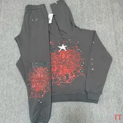 Spider‑5 Men Spider‑Web Print Hoodie & Jogger Set, Dark Grey #A68157