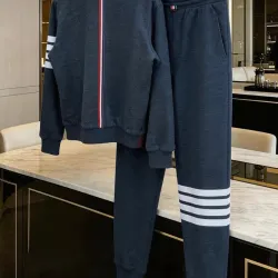 Thom Browne 4-Bar Stripe Zip Tracksuit Set Top & Pants Dark Grey,Navy #A69590