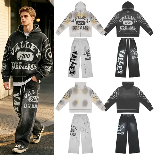 Valley 2000 Dreams Zip Hoodie & Wide Leg Pants Set #A68038