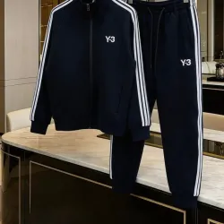 Y-3 Side 3-Stripes Zip Jacket Tracksuit Set Top & Pants Navy,White #A69592