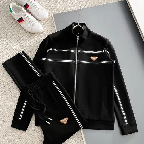 Prada 2‑Piece Tracksuit Set Leather Triangle Logo Stripe Detail #A67650
