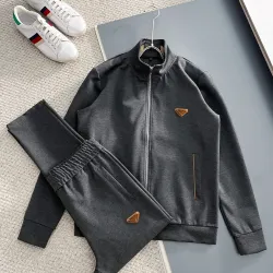 Prada Dark‑Grey 2‑Piece Tracksuit Leather Triangle Logo Set #A67653