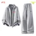 Prada Triangle Logo Stripe Trim Tracksuit Set Jacket & Pants Black,White,Grey #A69578