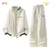 Prada Triangle Logo Stripe Trim Tracksuit Set Jacket & Pants Black,White,Grey #A69578