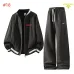 Prada Triangle Logo Stripe Trim Tracksuit Set Jacket & Pants Black,White,Grey #A69578