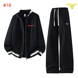 Prada Triangle Logo Stripe Trim Tracksuit Set Jacket & Pants Black,White,Grey #A69578
