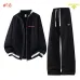Prada Triangle Logo Stripe Trim Tracksuit Set Jacket & Pants Black,White,Grey #A69578