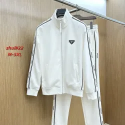 Prada Triangle Logo Tracksuit Set Jacket & Pants Black,White #A69565
