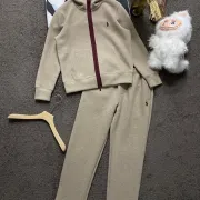 Polo Ralph Lauren Pony Logo Zip Hoodie Tracksuit Set Top & Pants Khaki,Navy #A69589