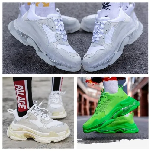 New Balenciaga 17FW Triple S Sneakers Mens Women Casual Shoes Triple S Clear Sole White Green Black Red Rainbow Sports Outdoor Dad Shoe #99897787