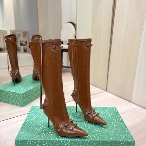 Balenciaga Cagole Studded Pointed‑Toe Over‑The‑Knee Boots 9.5cm Heel #A68567