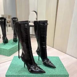 Balenciaga Cagole Studded Pointed‑Toe Over‑The‑Knee Boots 9.5cm Heel #A68568