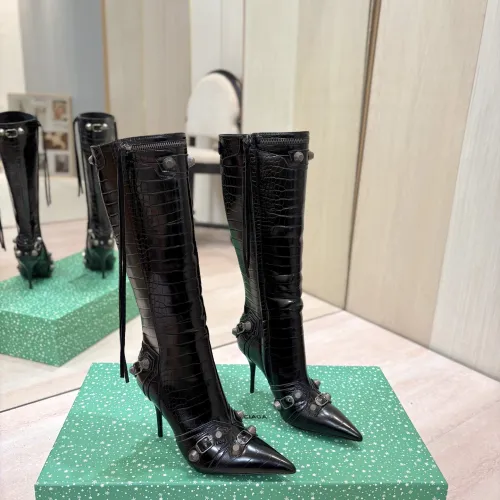 Balenciaga Cagole Studded Pointed‑Toe Over‑The‑Knee Boots 9.5cm Heel #A68568