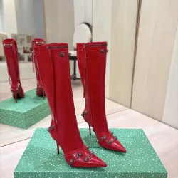 Balenciaga Cagole Studded Pointed‑Toe Over‑The‑Knee Boots 9.5cm Heel #A68569