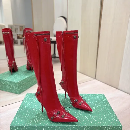 Balenciaga Cagole Studded Pointed‑Toe Over‑The‑Knee Boots 9.5cm Heel #A68569