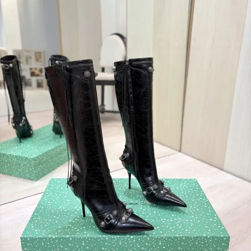 Balenciaga Cagole Studded Pointed‑Toe Over‑The‑Knee Boots 9.5cm Heel #A68570