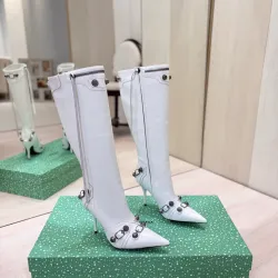 Balenciaga Cagole Studded Pointed‑Toe Over‑The‑Knee Boots 9.5cm Heel #A68572