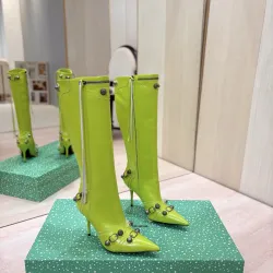 Balenciaga Cagole Studded Pointed‑Toe Over‑The‑Knee Boots 9.5cm Heel #A68573