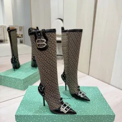 Balenciaga Cagole Studded Pointed‑Toe Over‑The‑Knee Boots 9.5cm Heel #A68575