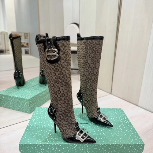 Balenciaga Cagole Studded Pointed‑Toe Over‑The‑Knee Boots 9.5cm Heel #A68575