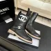 Chanel 26AW Square‑Toe CC Logo Chunky Heel Ankle Boots #A68660