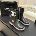 Chanel 26AW Square‑Toe CC Logo Chunky Heel Ankle Boots #A68660