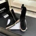 Chanel 26AW Square‑Toe CC Logo Chunky Heel Ankle Boots #A68661