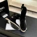 Chanel 26AW Square‑Toe CC Logo Chunky Heel Ankle Boots #A68661