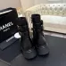 Chanel 26AW Square‑Toe Chain Chunky Heel Combat Boots #A68656
