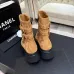 Chanel 26AW Square‑Toe Chain Chunky Heel Combat Boots #A68657