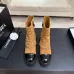 Chanel 26AW Square‑Toe Chain Chunky Heel Combat Boots #A68657