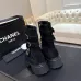 Chanel 26AW Square‑Toe Chain Chunky Heel Combat Boots #A68658