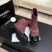 Chanel 26AW Square‑Toe Chain Chunky Heel Combat Boots #A68659