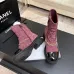 Chanel 26AW Square‑Toe Chain Chunky Heel Combat Boots #A68659