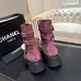 Chanel 26AW Square‑Toe Chain Chunky Heel Combat Boots #A68659