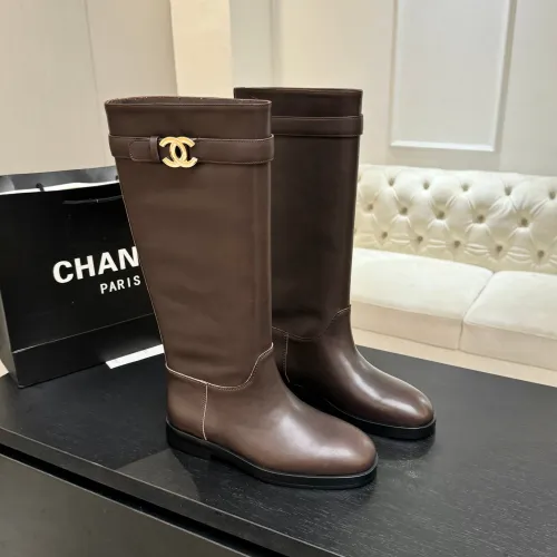 Chanel 26B CC Buckle Knee‑High Rider Boots 2.5cm Heel #A68649