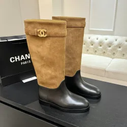 Chanel 26B CC Buckle Knee‑High Rider Boots 2.5cm Heel #A68650