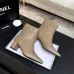 Chanel Beige Leather Ankle Boots with Gold Zip Closure & Pointed Toe for Women #A69865