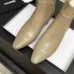 Chanel Beige Leather Ankle Boots with Gold Zip Closure & Pointed Toe for Women #A69865