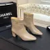 Chanel Beige Leather Ankle Boots with Gold Zip Closure & Pointed Toe for Women #A69865