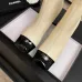 Chanel Beige & Black Leather Ankle Boots with Square Heel and CC Logo Toe Cap #A69907
