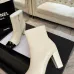 Chanel Beige & Black Leather Ankle Boots with Square Heel and CC Logo Toe Cap #A69907